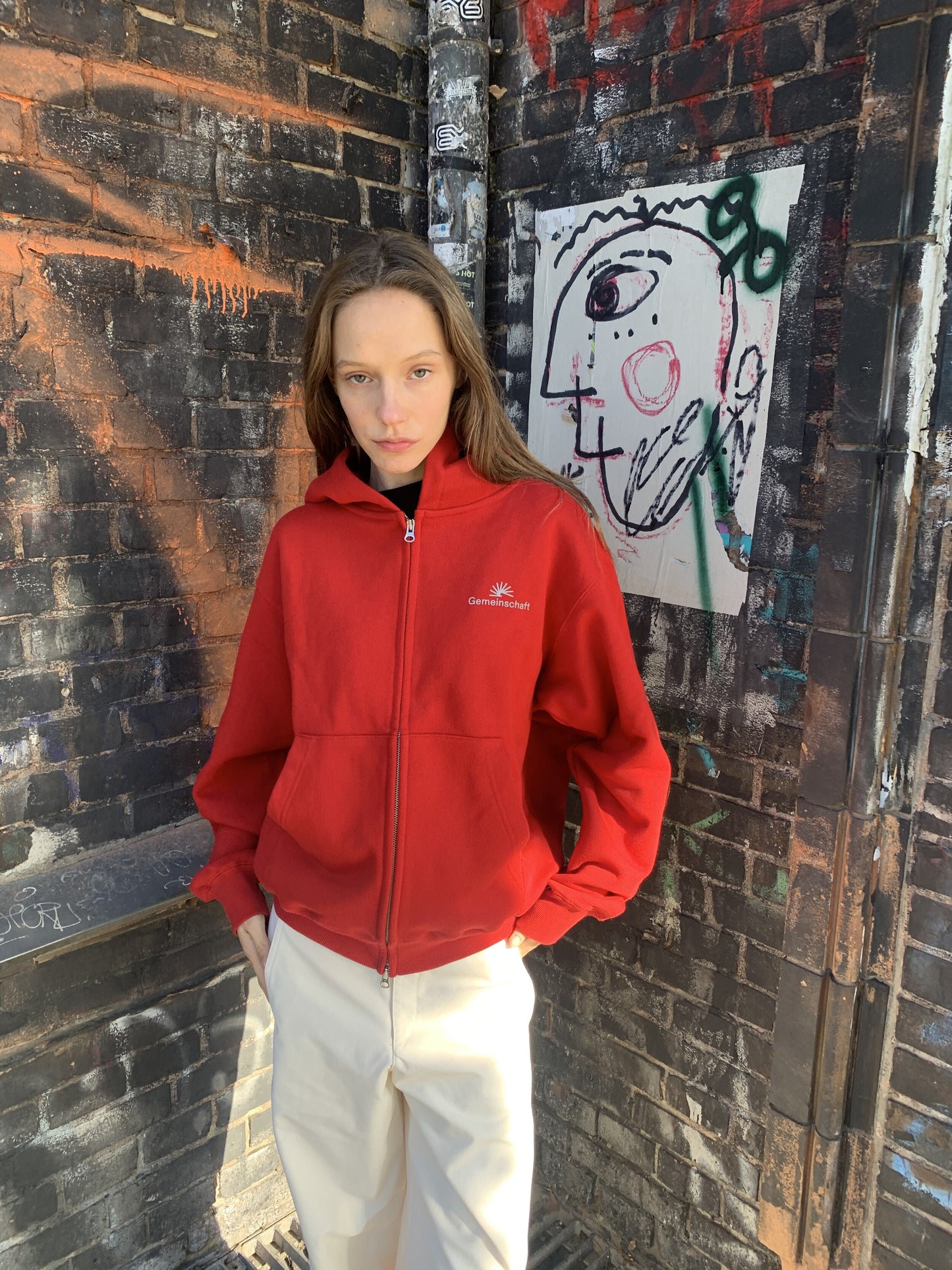 002 Gemeinschaft Zip Hoodie (Red)